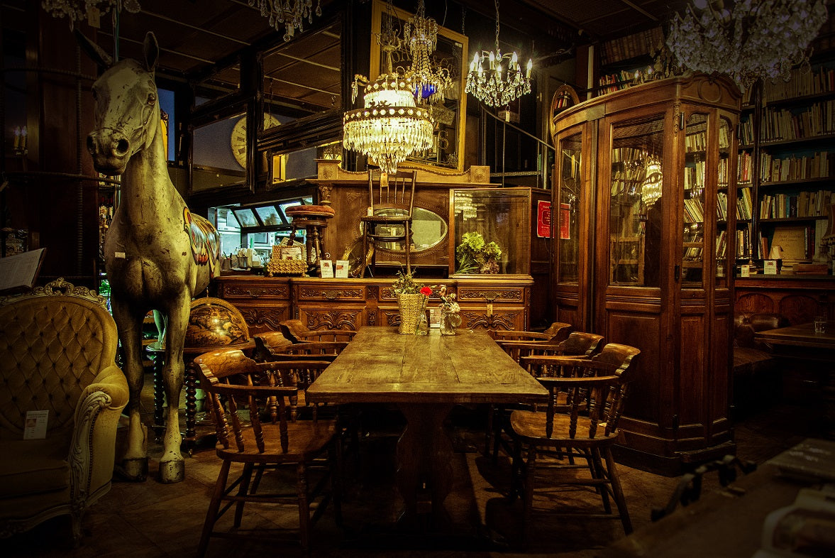 古い味のある文机 座卓 置物台 飾り棚 大型 透かし ハート型 木製