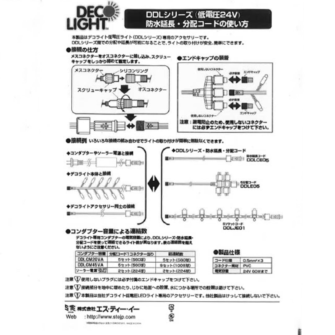 24V用 5m 防水延長コード