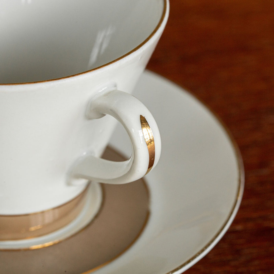 【ARABIA アラビア】ベージュとゴールドのラインが上品な コーヒーカップ＆ソーサー /21G-2[m]