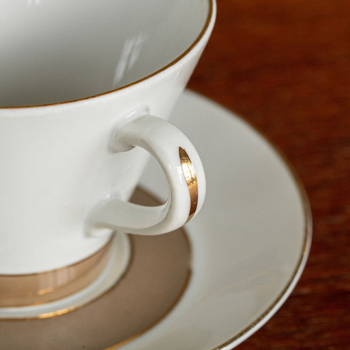 【ARABIA アラビア】ベージュとゴールドのラインが上品な コーヒーカップ＆ソーサー /21G-2[m]