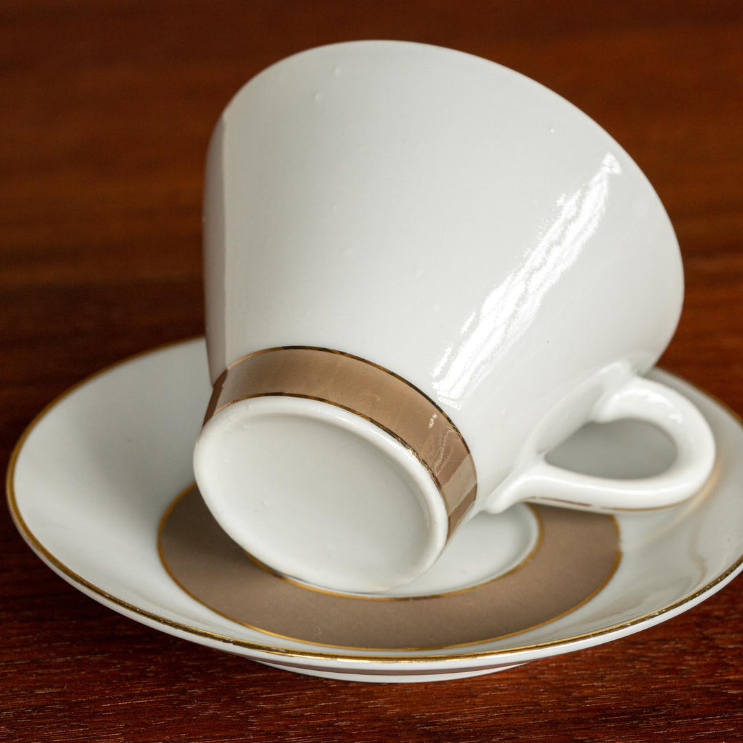 【ARABIA アラビア】ベージュとゴールドのラインが上品な コーヒーカップ＆ソーサー /21G-2[m]