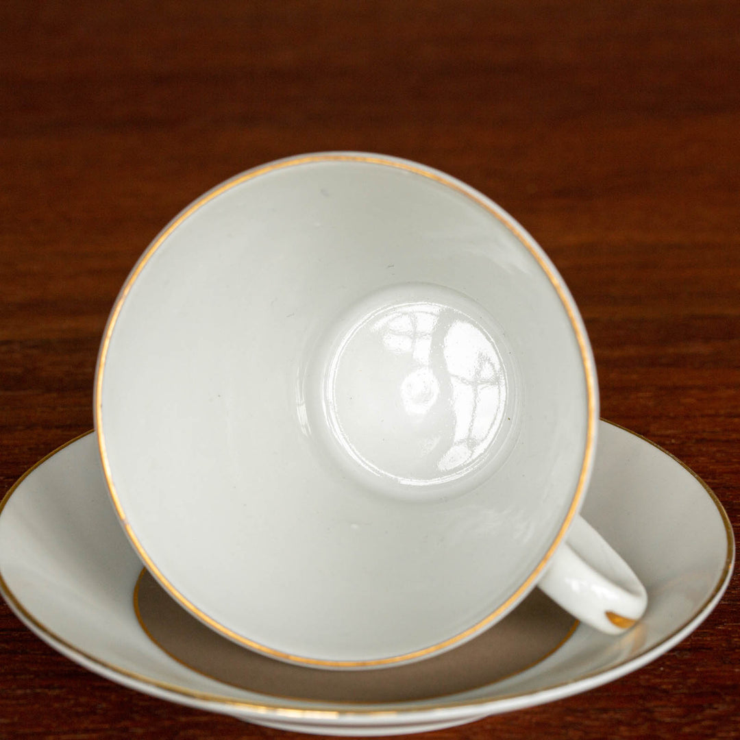 【ARABIA アラビア】ベージュとゴールドのラインが上品な コーヒーカップ＆ソーサー /21G-2[m]