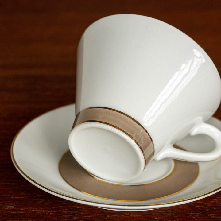 【ARABIA アラビア】ベージュとゴールドのラインが上品な コーヒーカップ＆ソーサー /21G-3[m]