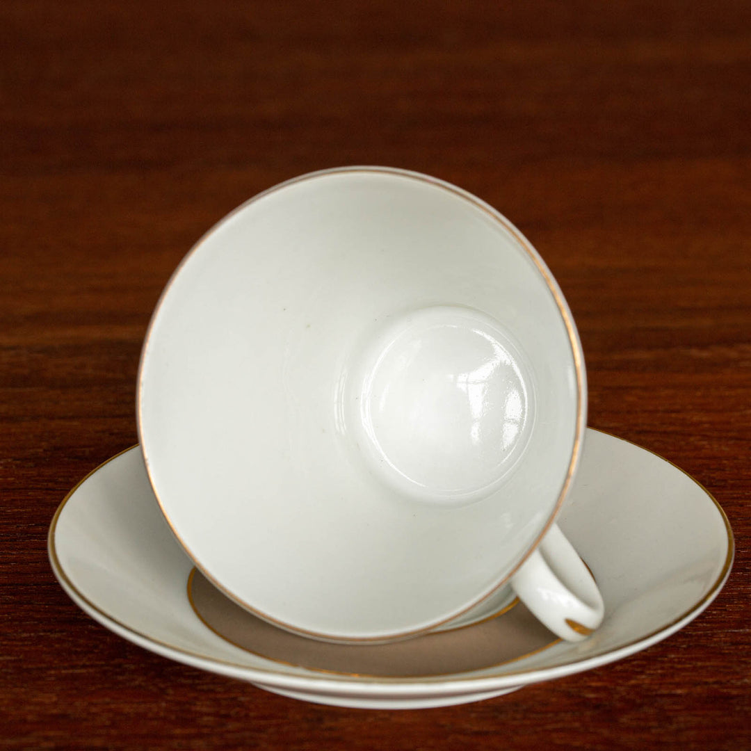 【ARABIA アラビア】ベージュとゴールドのラインが上品な コーヒーカップ＆ソーサー /21G-3[m]