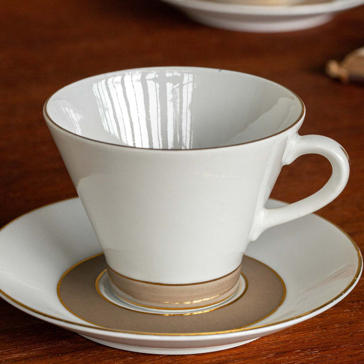 【ARABIA アラビア】ベージュとゴールドのラインが上品な コーヒーカップ＆ソーサー /21G-4[m]