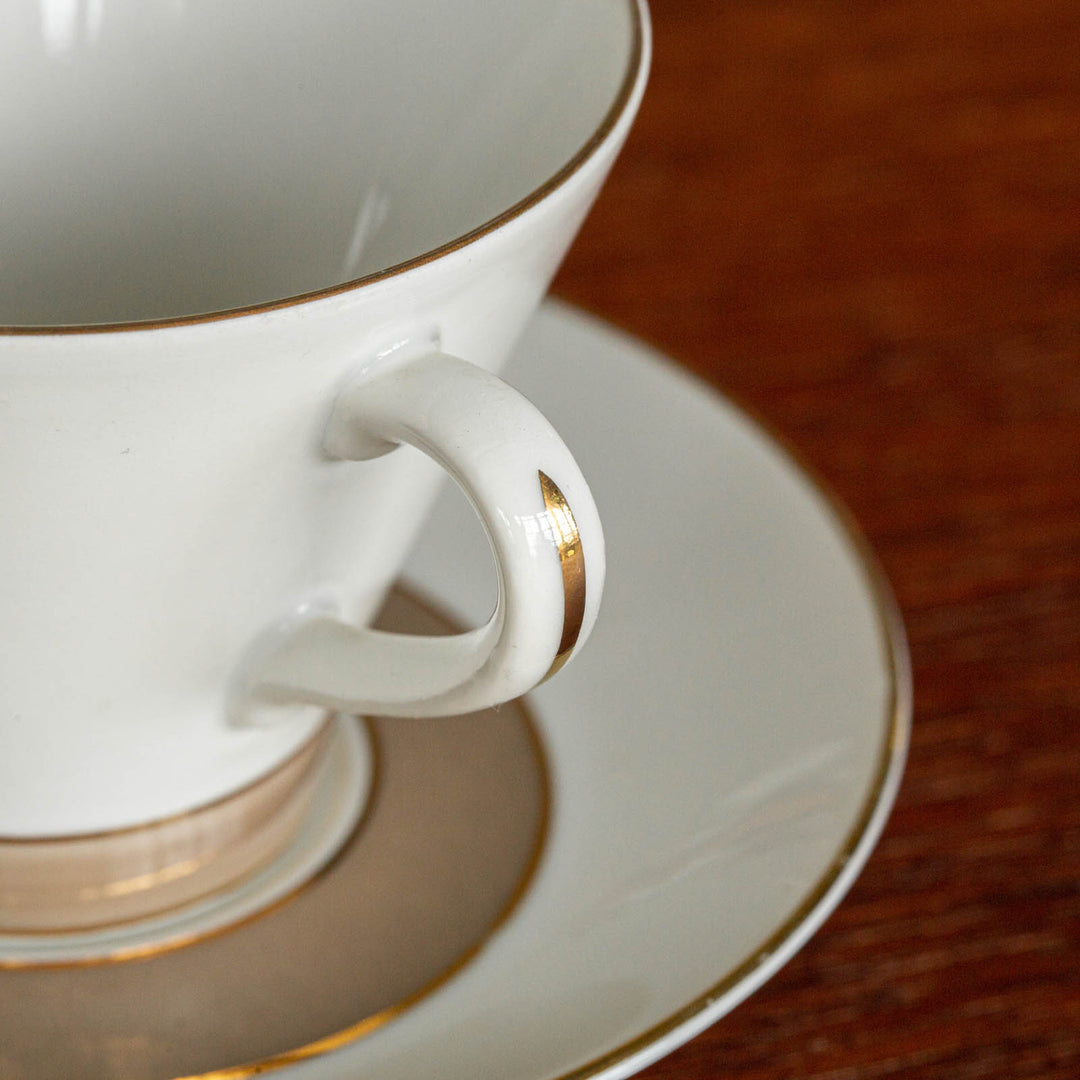 【ARABIA アラビア】ベージュとゴールドのラインが上品な コーヒーカップ＆ソーサー /21G-4[m]