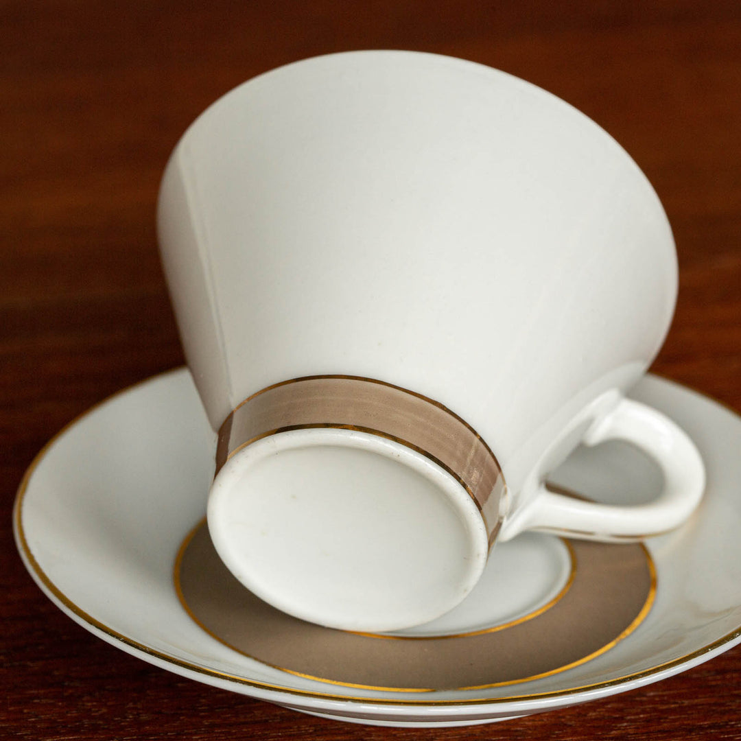 【ARABIA アラビア】ベージュとゴールドのラインが上品な コーヒーカップ＆ソーサー /21G-4[m]