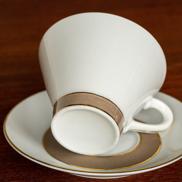 【ARABIA アラビア】ベージュとゴールドのラインが上品な コーヒーカップ＆ソーサー /21G-4[m]