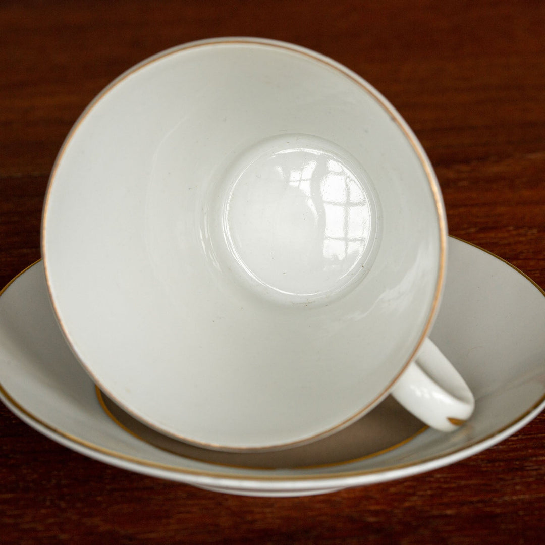 【ARABIA アラビア】ベージュとゴールドのラインが上品な コーヒーカップ＆ソーサー /21G-4[m]