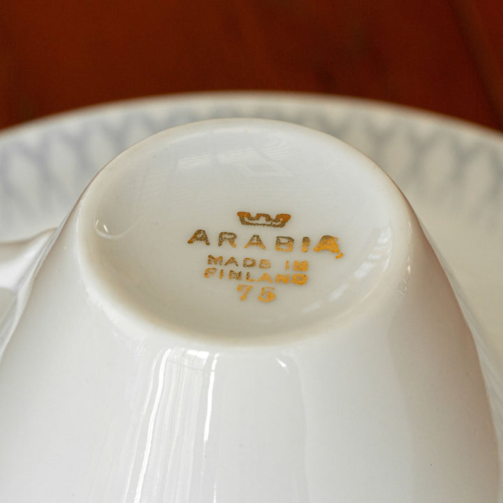 【ARABIA アラビア】薄いグレーがアクセント カップ＆ソーサー /21G-2[m]