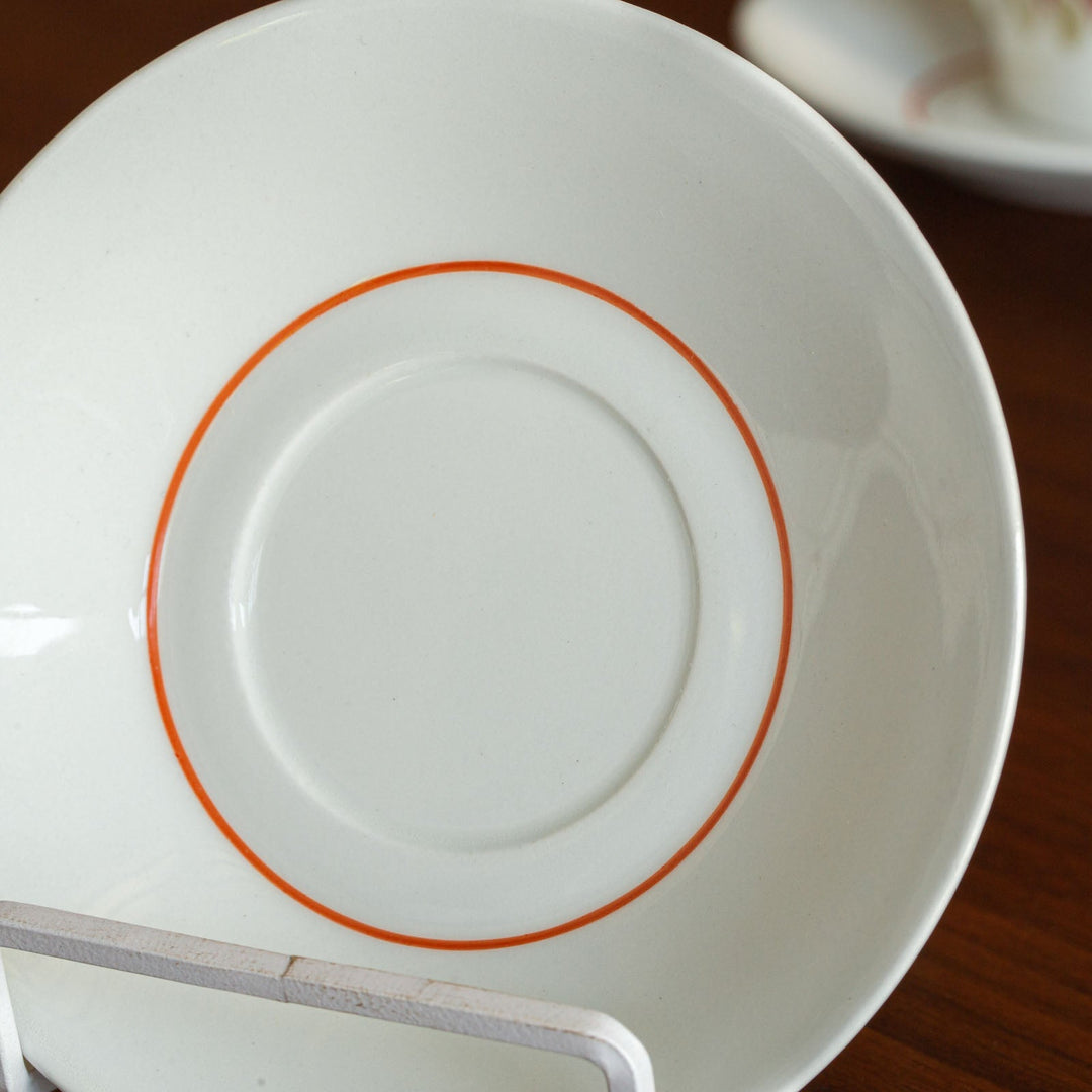 【ARABIA アラビア】赤とベージュの図柄が優しい コーヒーカップ＆ソーサー /21G-3 [m]