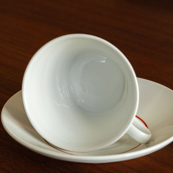 【ARABIA アラビア】赤とベージュの図柄が優しい コーヒーカップ＆ソーサー /21G-4 [m]