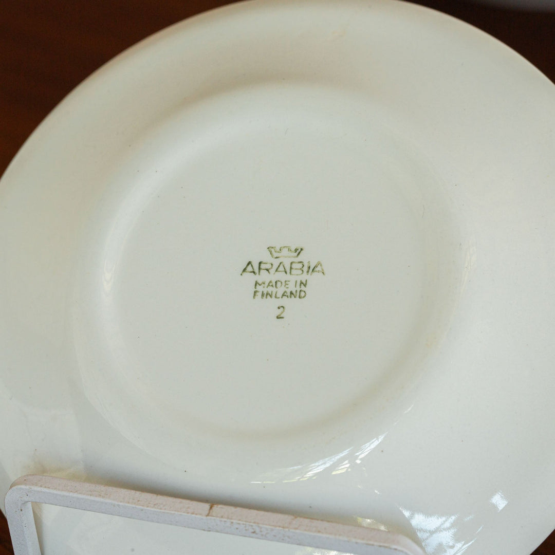 【ARABIA アラビア】赤とベージュの図柄が優しい コーヒーカップ＆ソーサー /21G-4 [m]