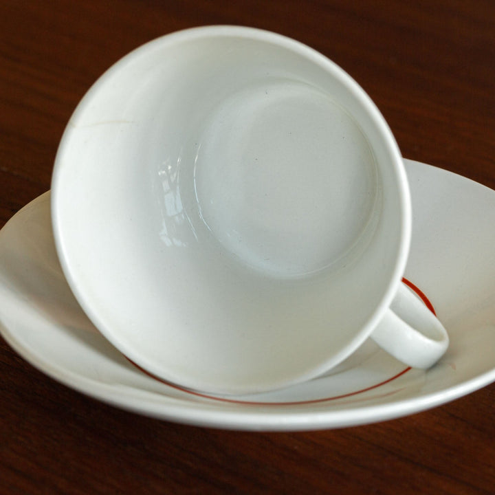 【ARABIA アラビア】赤とベージュの図柄が優しい コーヒーカップ＆ソーサー /21G-5[m]