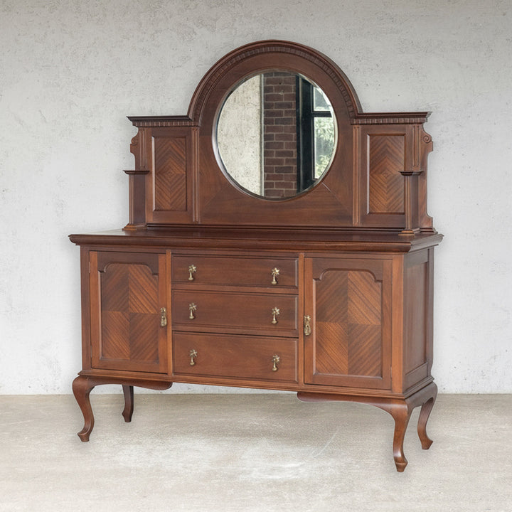 美しいパーケトリーの装飾が印象的 ミラーバックサイドボード /25D