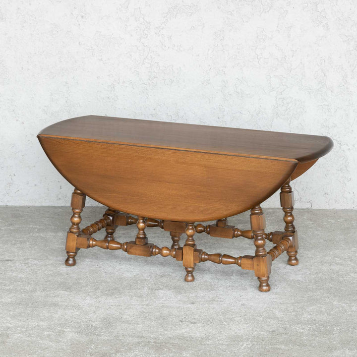 英国【ERCOL アーコール】折りたたみ式サイドテーブル エルム ゲートレッグローテーブル Old Colonial オールドコロニアル /22D[m]