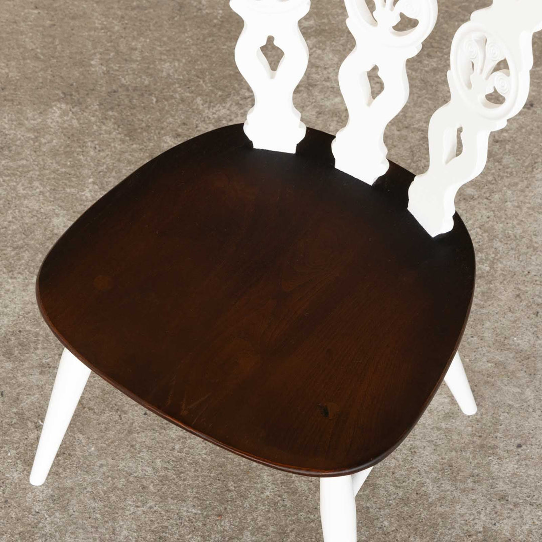英国【ERCOL アーコール】ホワイトペイントがエレガントさを醸し出す シスルバックチェア No.375 /22E-5[m]