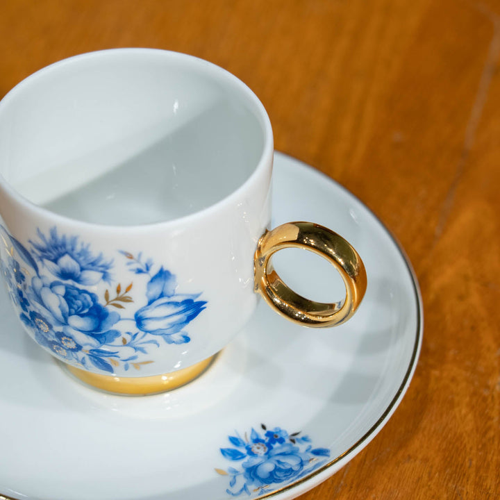 【ARABIA アラビア】金彩とブルーローズのデザインが上品 モカカップ&ソーサー [m]