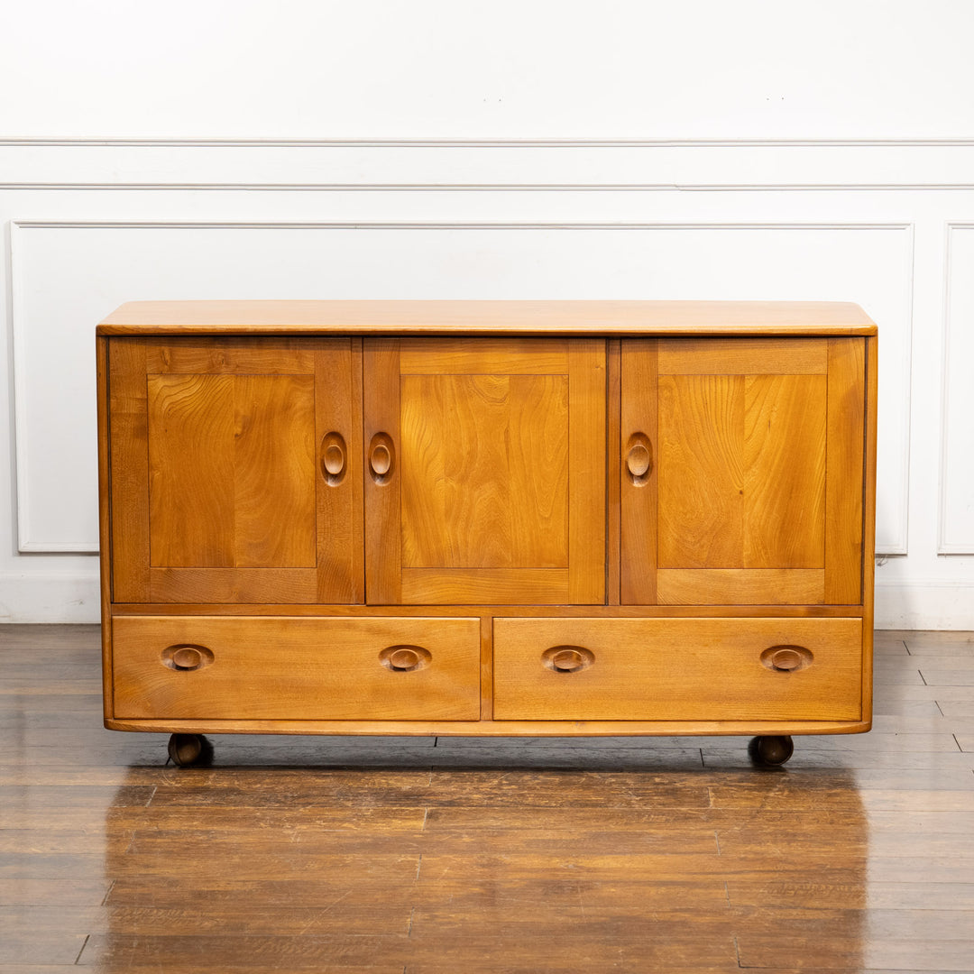 英国【ERCOL アーコール】オリジナルのカトラリートレイが備わった キャスター付き サイドボード /22I[m]