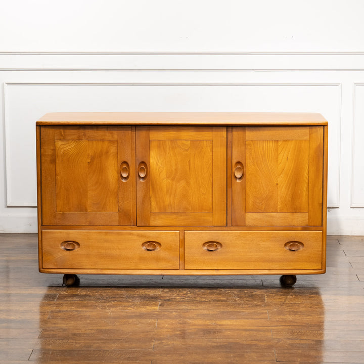 英国【ERCOL アーコール】オリジナルのカトラリートレイが備わった キャスター付き サイドボード /22I[m]
