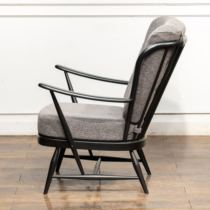 英国【ERCOL アーコール】ブラックフレームにリメイク イージーチェア /22I-1