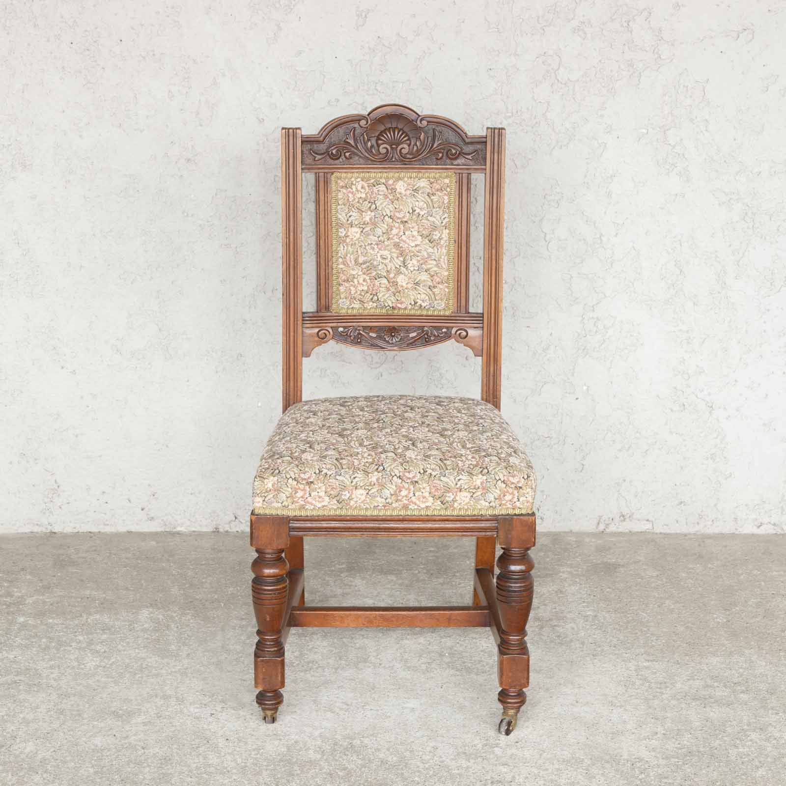 アンティーク　木製ダイニングチェア 花柄　① アンティーク 木製ダイニングチェア 花柄 ①