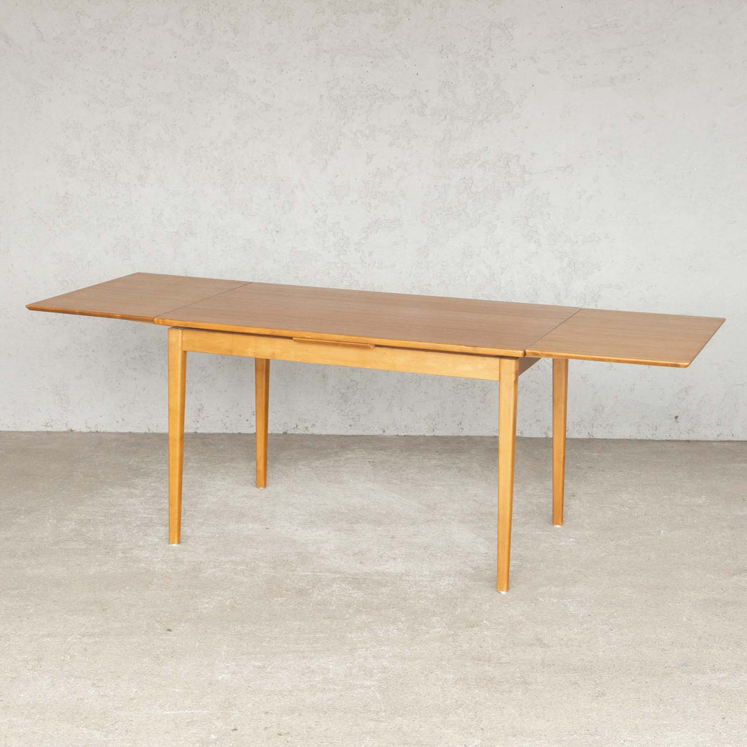 天板をスライドさせて広く使える チーク ドローリーフ 伸長式ダイニングテーブル /22L[m]