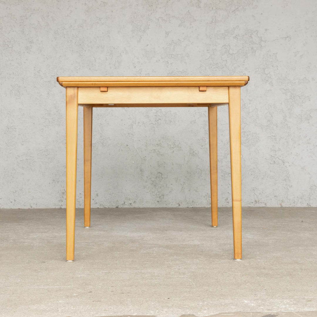 天板をスライドさせて広く使える チーク ドローリーフ 伸長式ダイニングテーブル /22L[m]