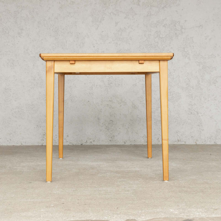 天板をスライドさせて広く使える チーク ドローリーフ 伸長式ダイニングテーブル /22L[m]