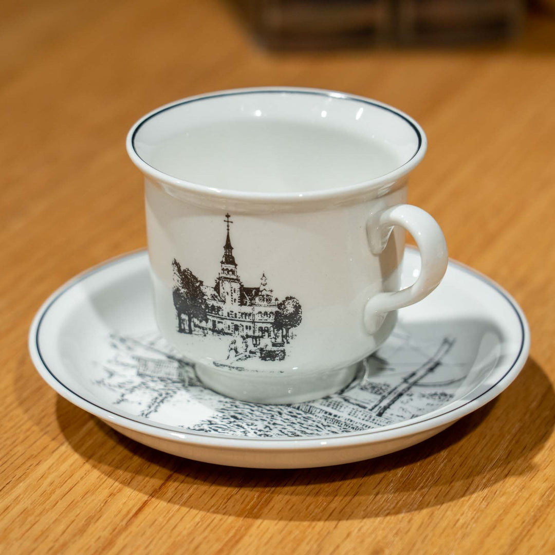 【ARABIA アラビア】ラウマ旧市街の風景が描かれた コーヒーカップ&ソーサー /23C[m]
