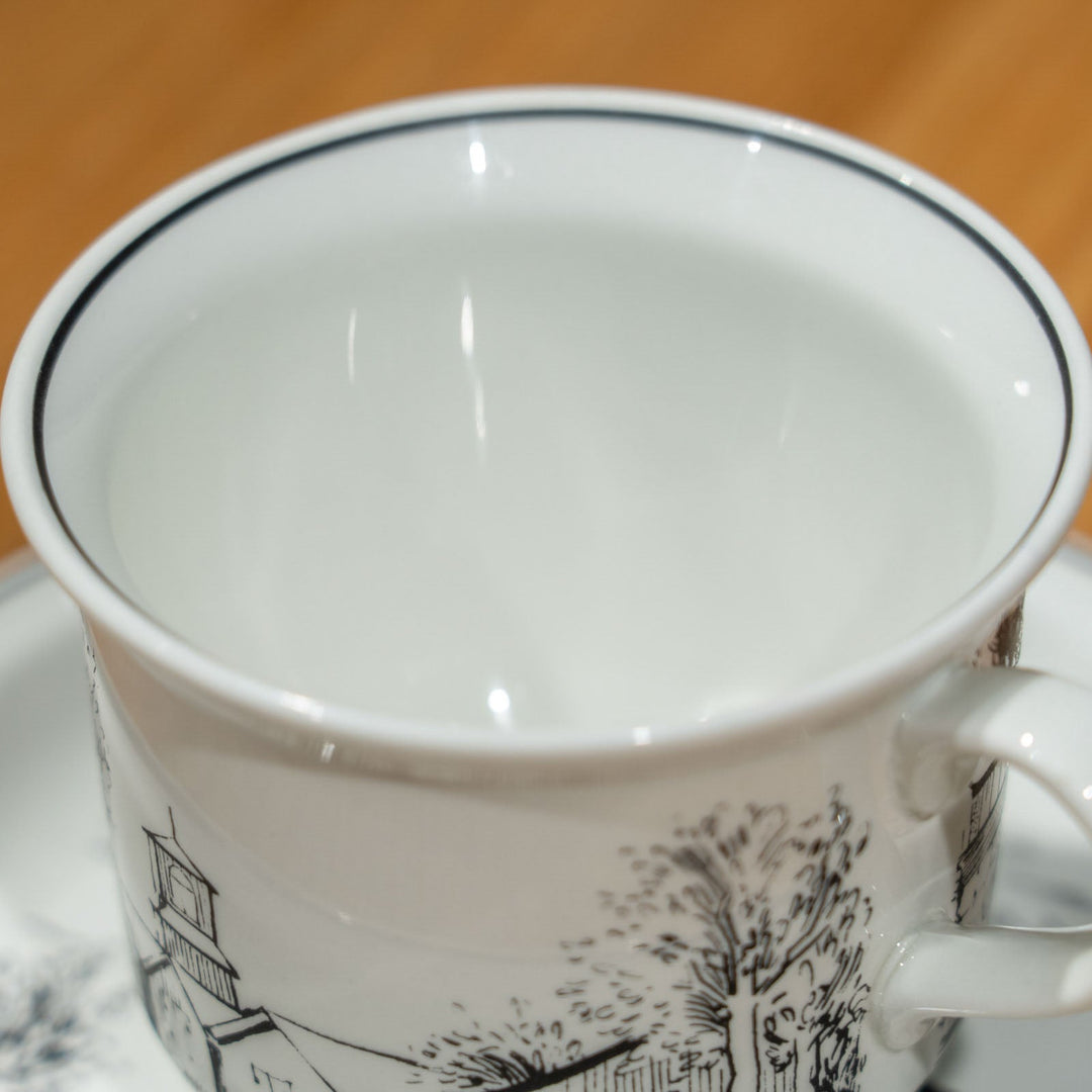 【ARABIA アラビア】素朴なタッチで風景が描かれた コーヒーカップ＆ソーサー[m]