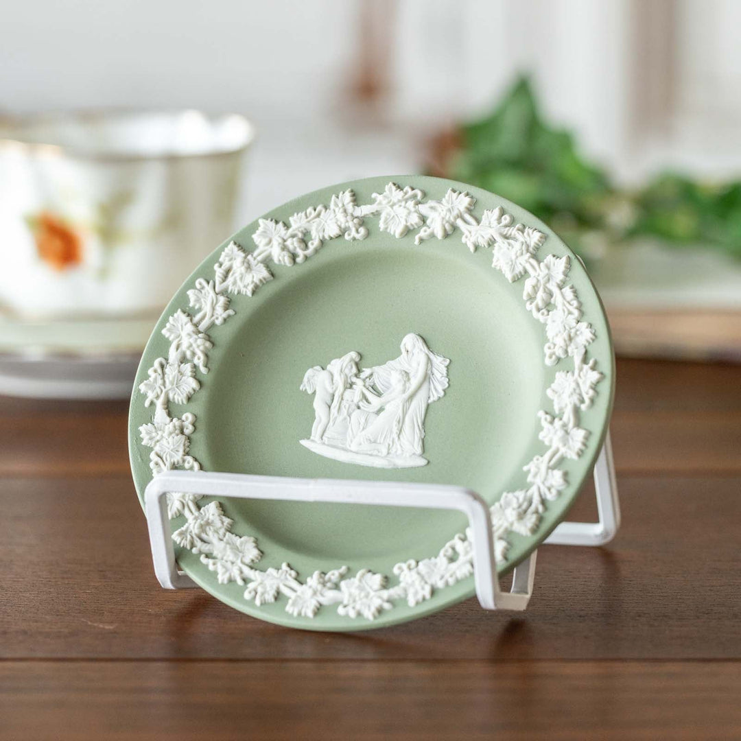 【WEDGWOOD ウェッジウッド Jasper ジャスパー】ラウンドトレイ ピンディッシュ セージグリーン[m]