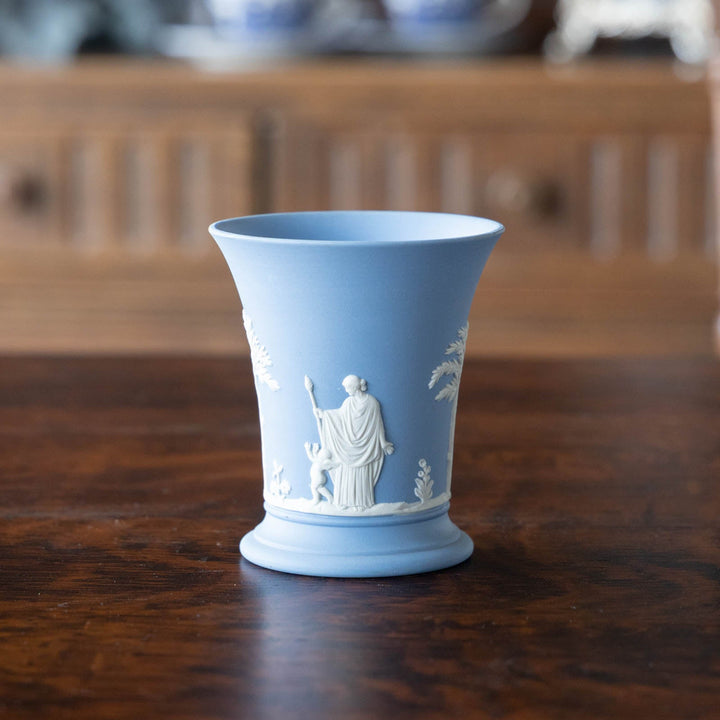 【WEDGWOOD ウェッジウッド Jasper ジャスパー】フラワーベース ペールブルー /23E-A[m]