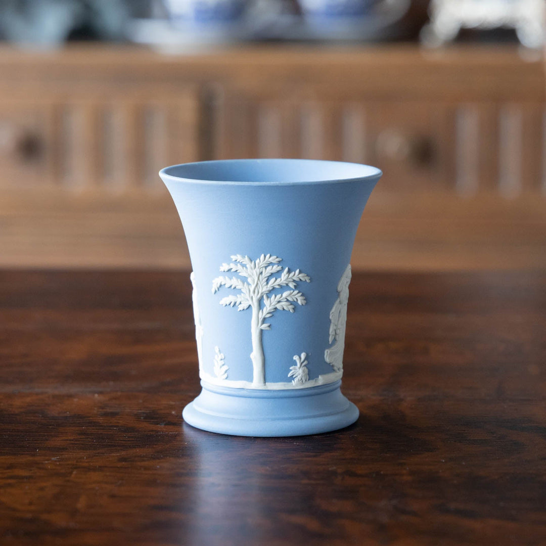 【WEDGWOOD ウェッジウッド Jasper ジャスパー】フラワーベース ペールブルー /23E-A[m]