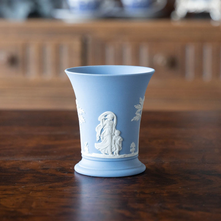 【WEDGWOOD ウェッジウッド Jasper ジャスパー】フラワーベース ペールブルー /23E-A[m]
