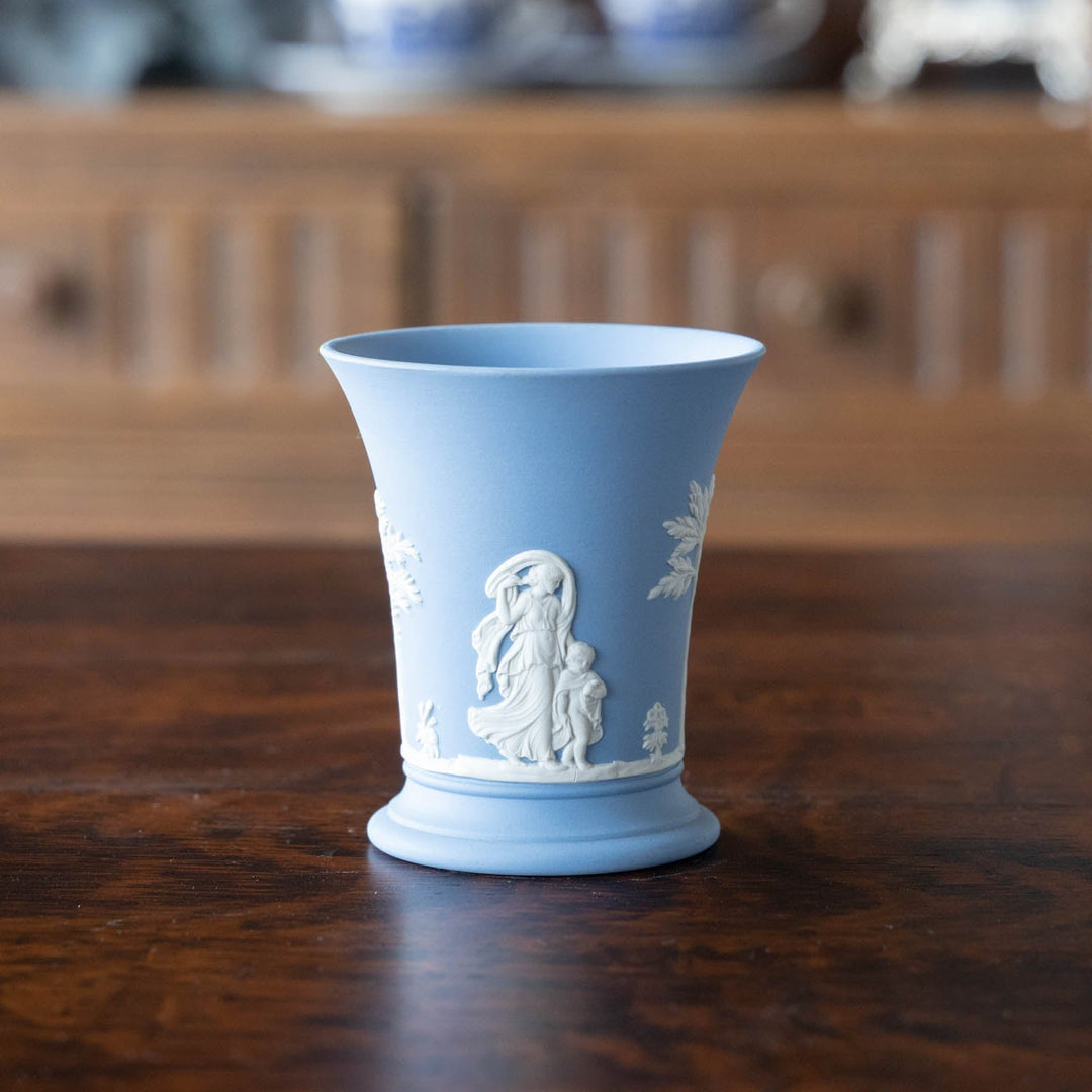 【WEDGWOOD ウェッジウッド Jasper ジャスパー】フラワーベース ペールブルー /23E-A[m]