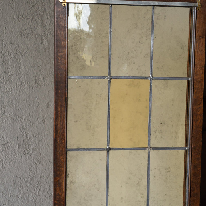 4枚のステンドグラス扉が並ぶ大きなサイズで収納抜群 オーク ガラスブックケース /23G
