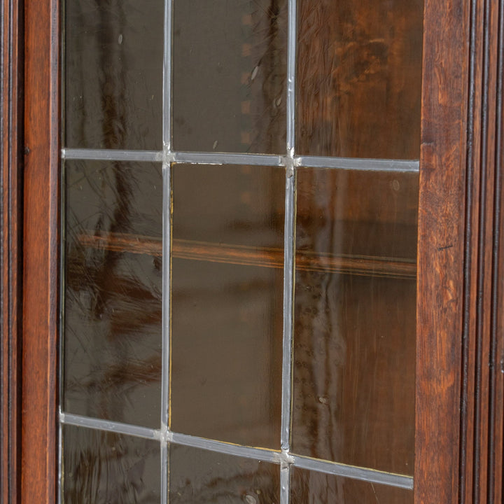 4枚のステンドグラス扉が並ぶ大きなサイズで収納抜群 オーク ガラスブックケース /23G