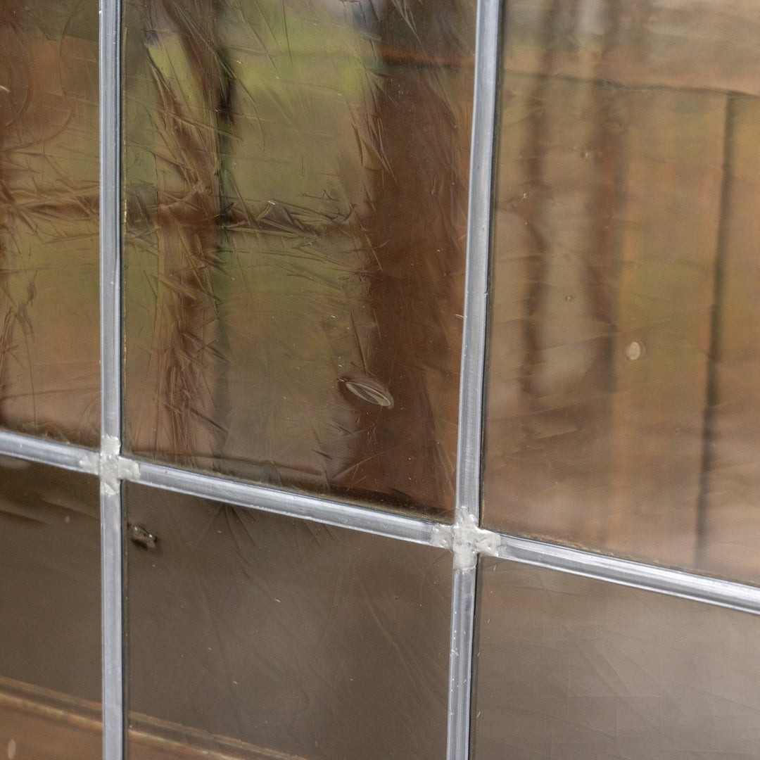 4枚のステンドグラス扉が並ぶ大きなサイズで収納抜群 オーク ガラスブックケース /23G