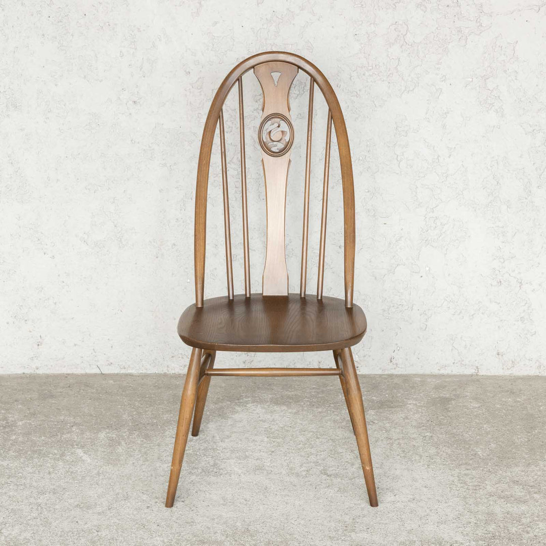 英国【ERCOL アーコール】優雅な白鳥の透かし彫りが美しい エルム スワンバックチェア /23I-3[m]