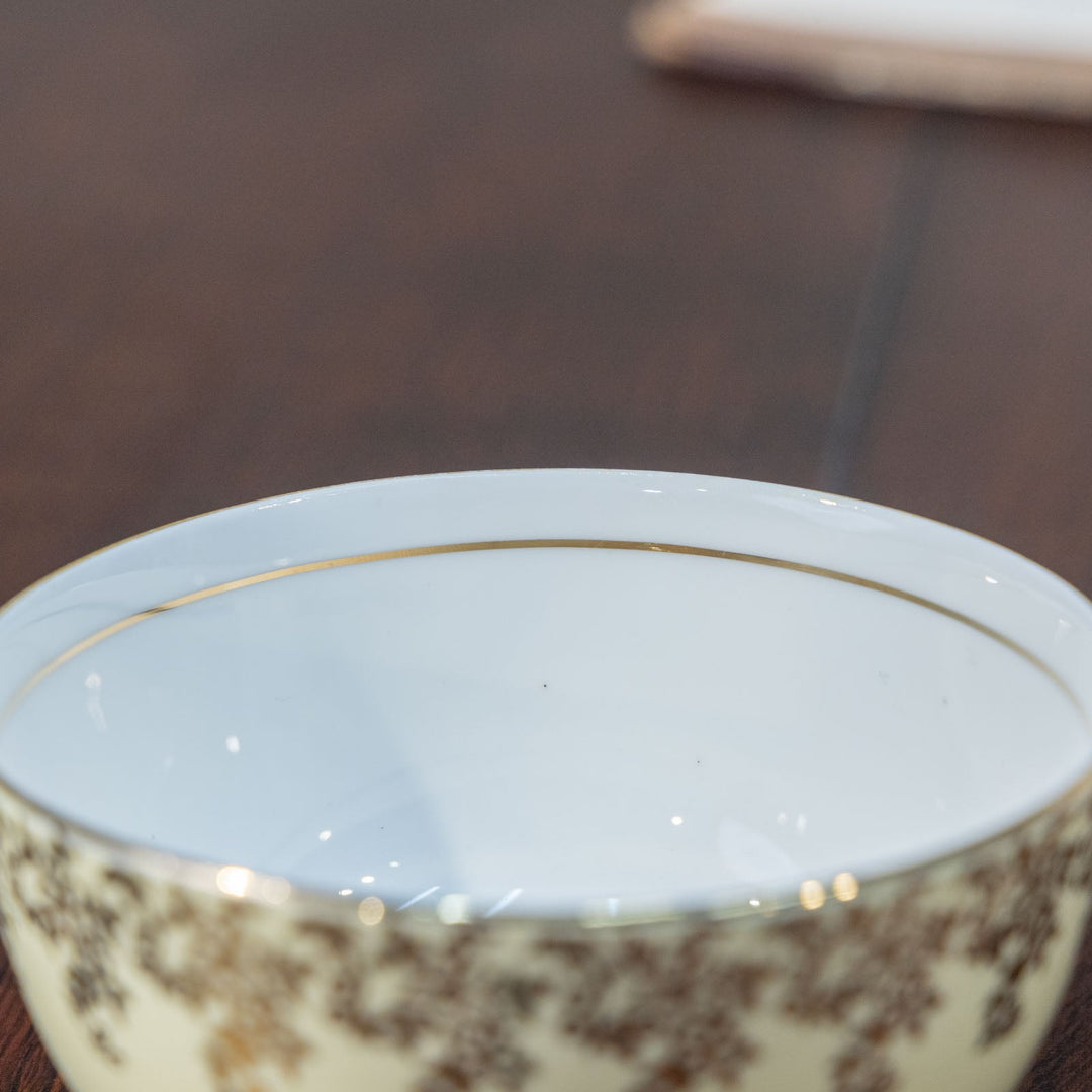 【CLARE クレア】クリームイエローの優しい色味に金彩が華やか シュガーボウル[m]