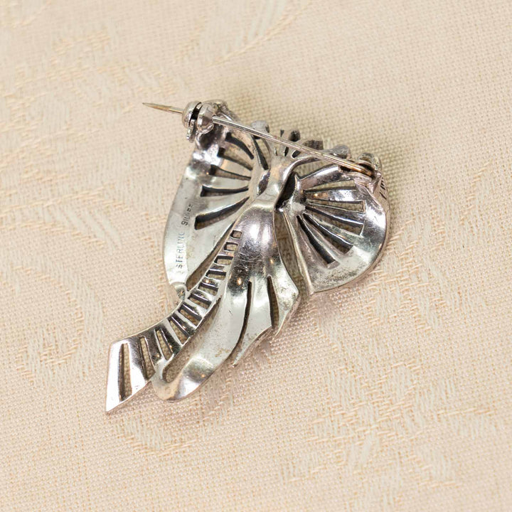華やかなリボンモチーフ スターリングシルバー マルカジット ボウブローチ /23K-A[m]
