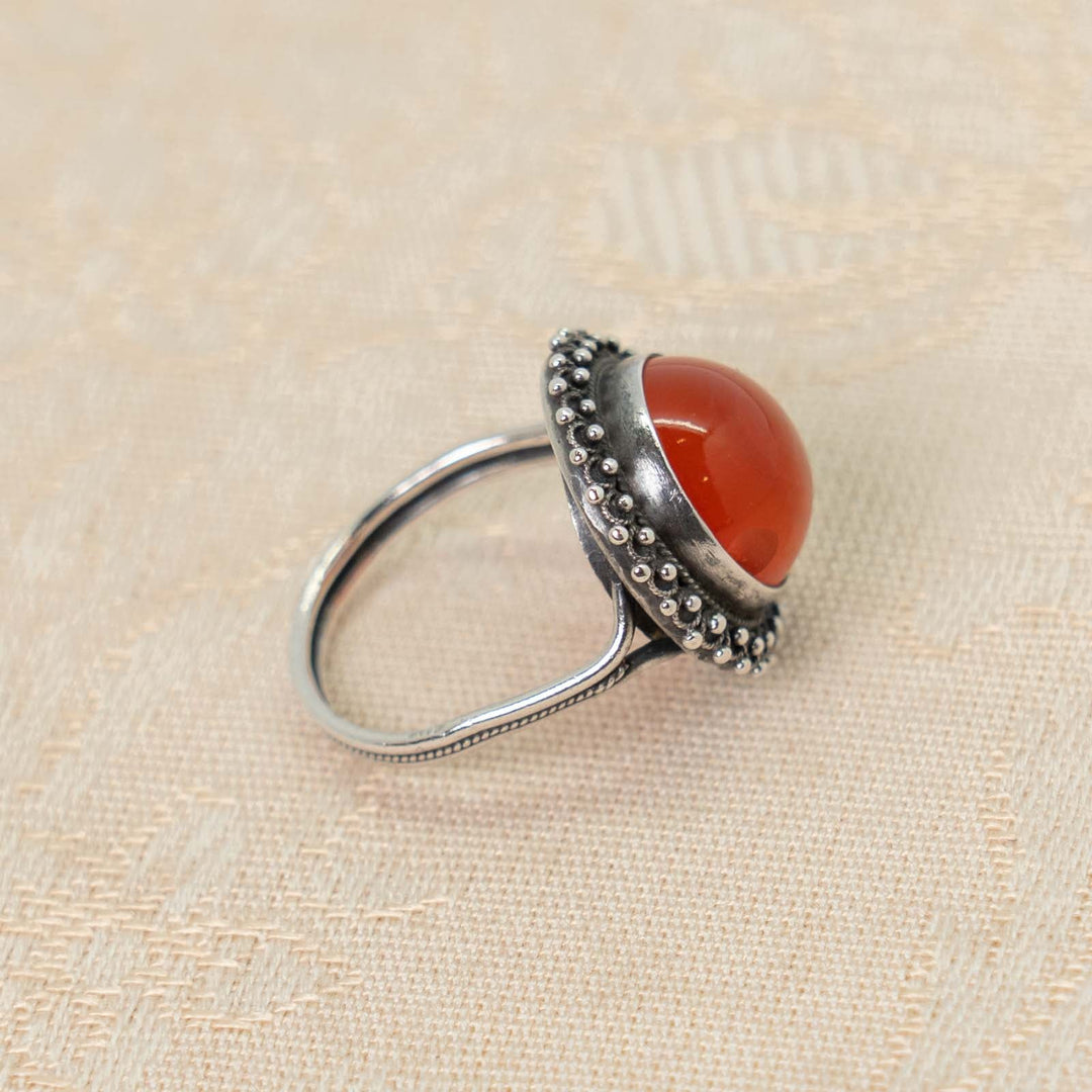 紅茶の様な色合いのカーネリアンが鮮やか スターリングシルバー カボションカットリング[m]