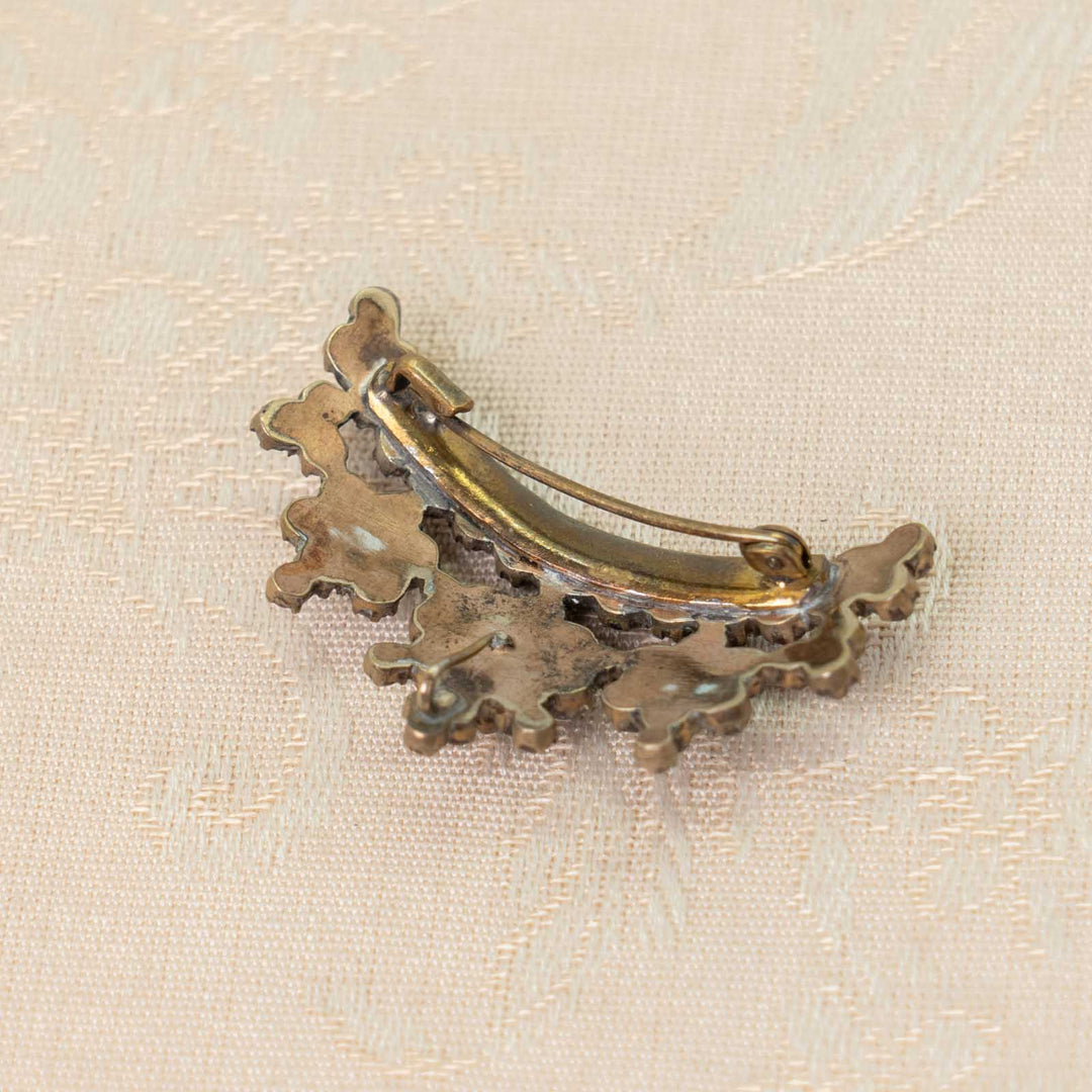 深く濃いボヘミアンガーネットが赤く輝く スターリングシルバーギルト クラウンモチーフブローチ /23K-A[m]