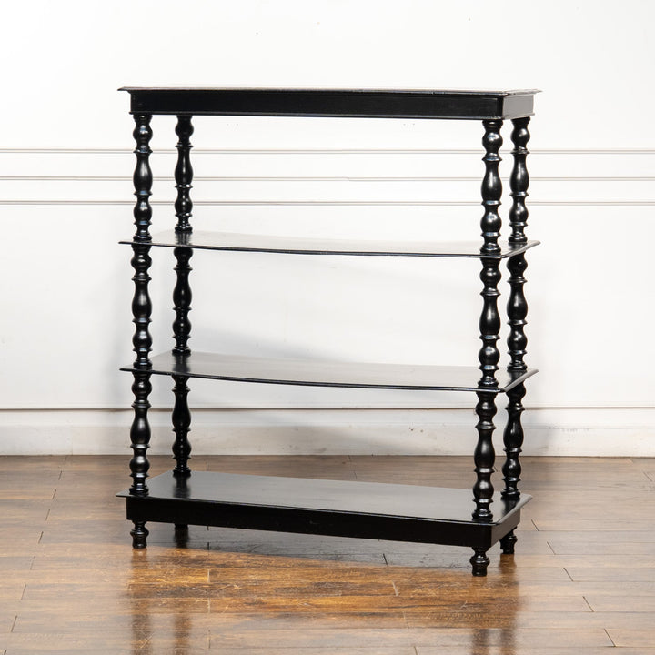 シックなブラックペイントが上品 ウォールナット ディスプレイシェルフ /23K