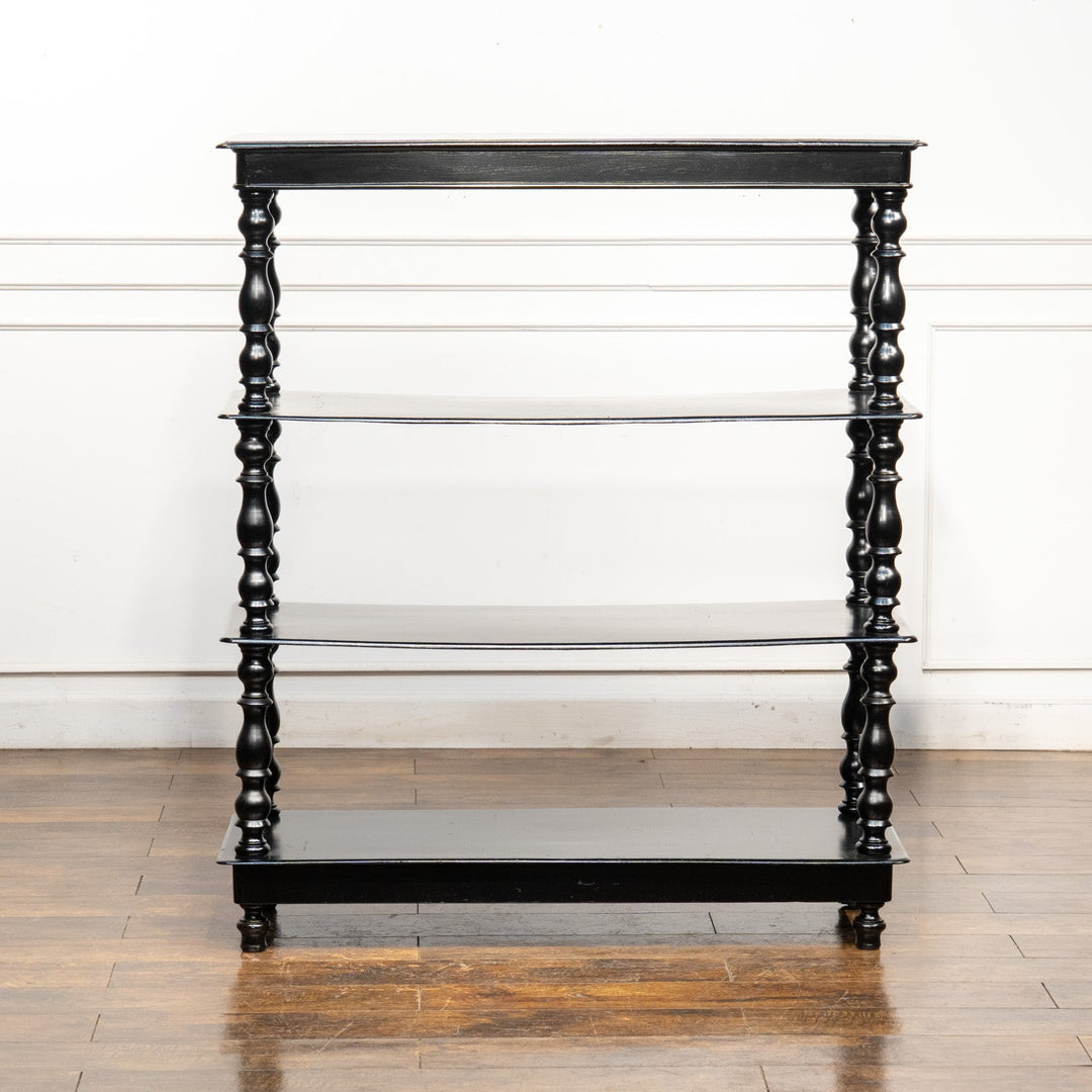 シックなブラックペイントが上品 ウォールナット ディスプレイシェルフ /23K