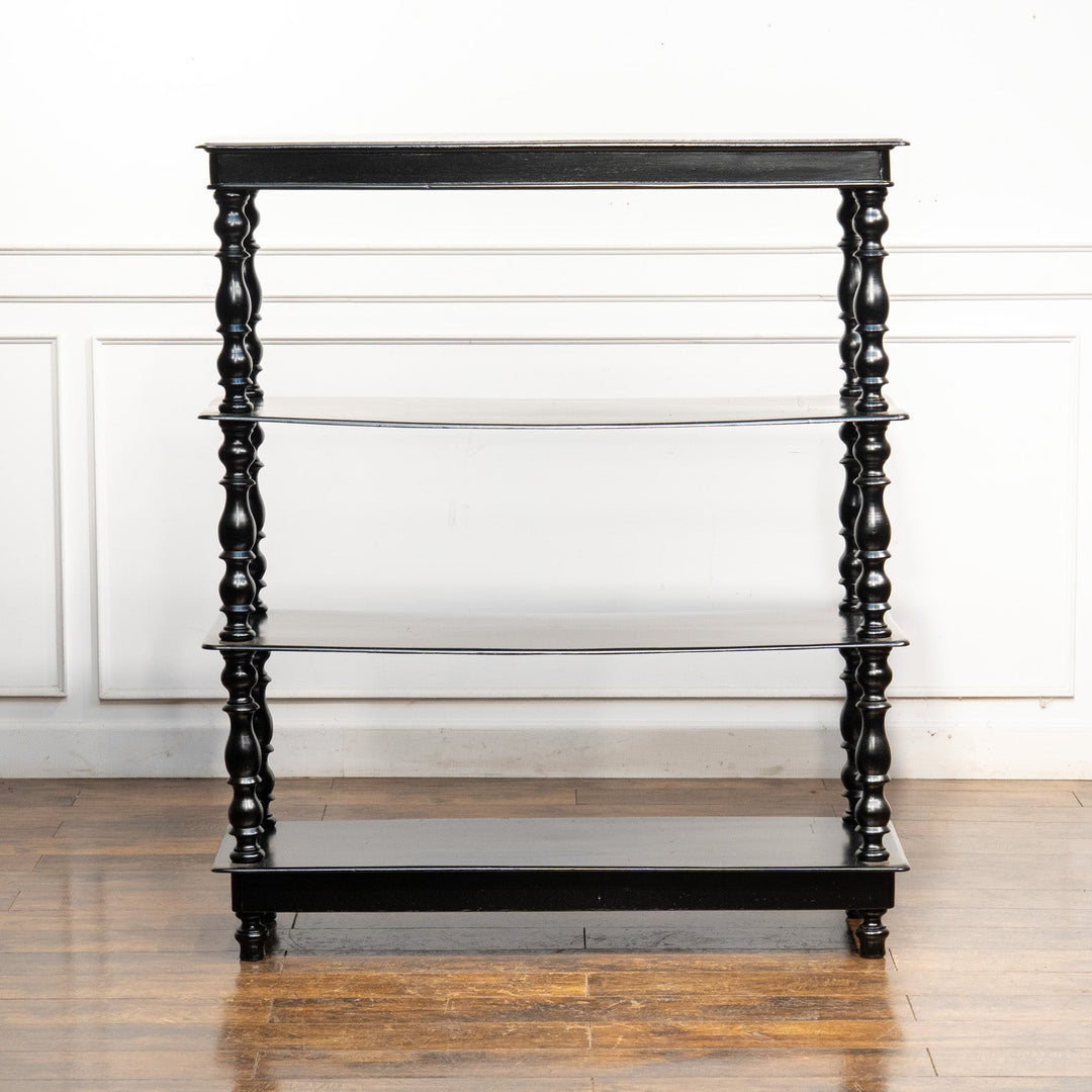 シックなブラックペイントが上品 ウォールナット ディスプレイシェルフ /23K