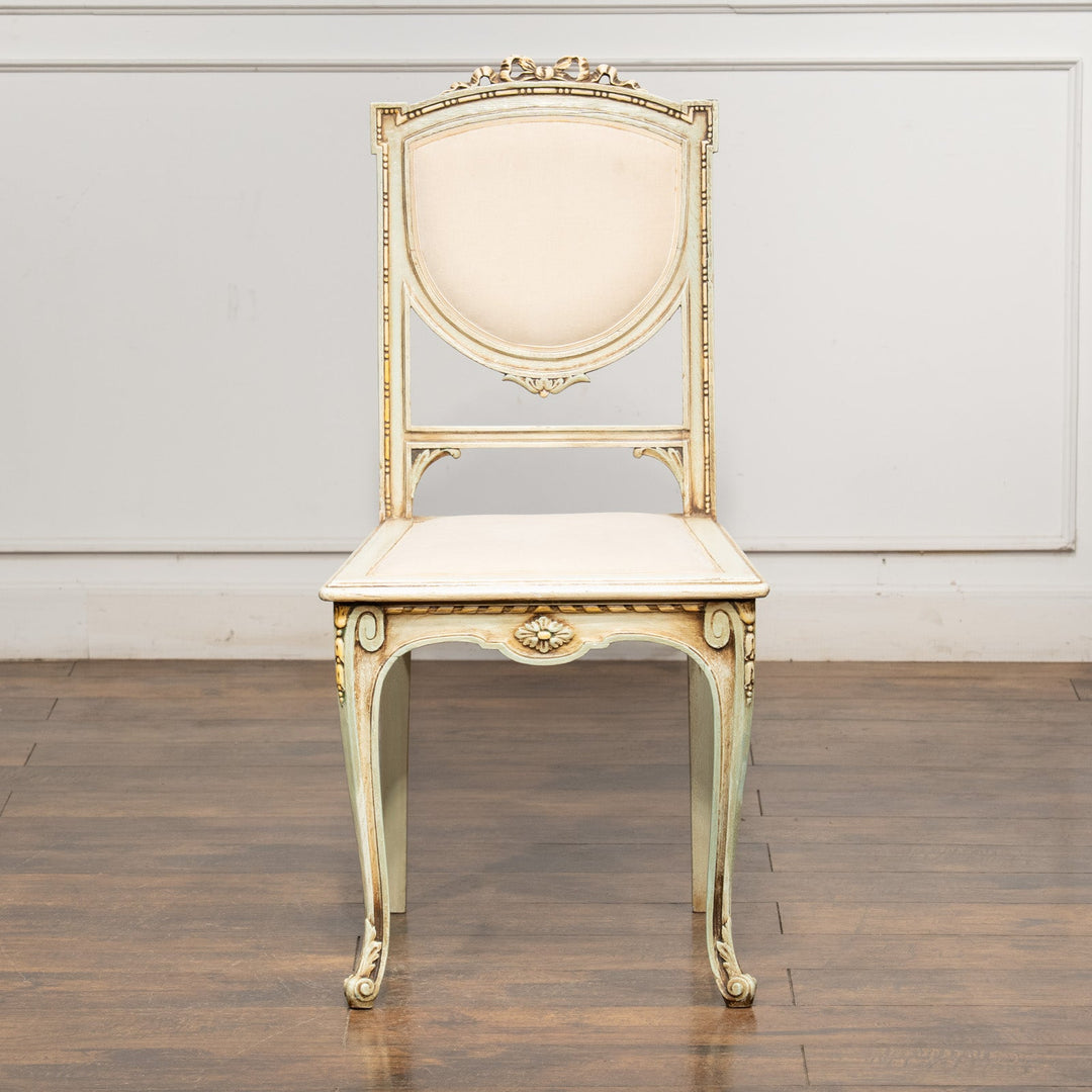 トップのリボンモチーフや花模様が上品 フレンチスタイル サロンチェア /23K-1　