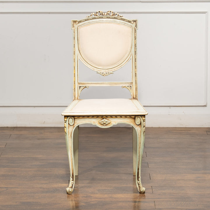 トップのリボンモチーフや花模様が上品 フレンチスタイル サロンチェア /23K-1　