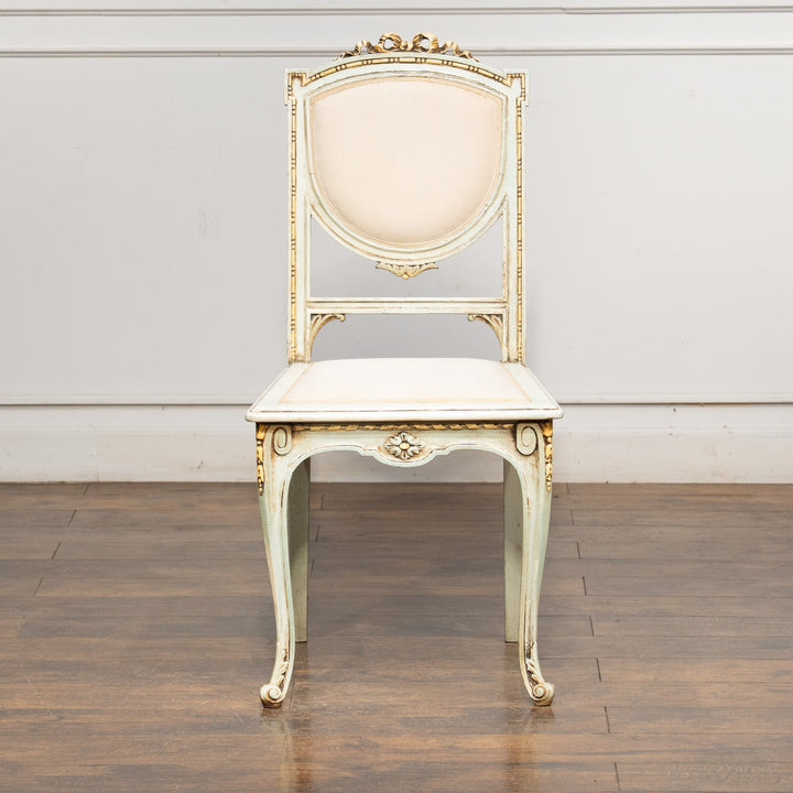 トップのリボンモチーフや花模様が上品 フレンチスタイル サロンチェア /23K-2　